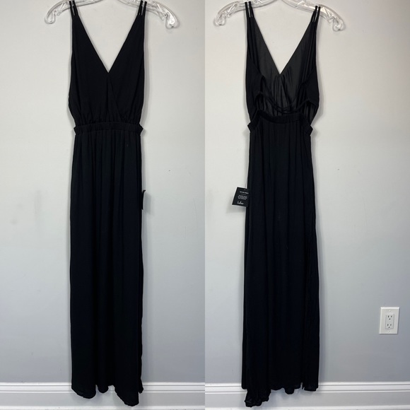 NWT LuLu’s Lost in Paradise Black Maxi Dress XS Lulus Open Back Sexy Side Slits - Picture 4 of 14